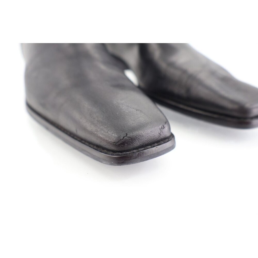 Stuart Weitzman Women Boot SZ 9.5 N Black Leather Square Toe Block Heel 90s Y2K - Picture 3 of 14